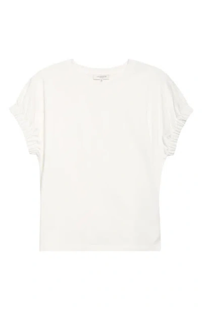 Lafayette 148 New York Gathered Cuff Cotton Jersey T-shirt In White