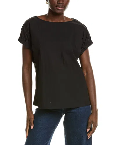 Lafayette 148 New York Gathered Cuff Sleeve Blouse In Black