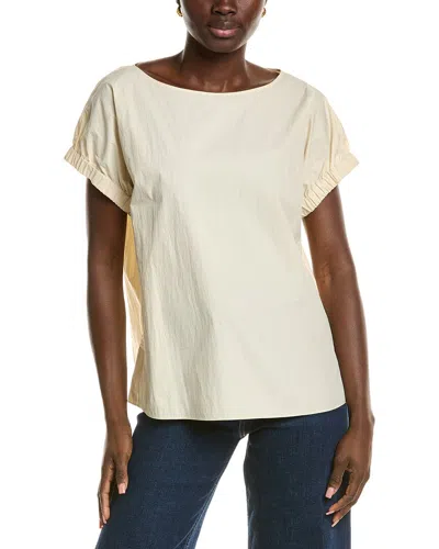 Lafayette 148 New York Gathered Cuff Sleeve Blouse In White