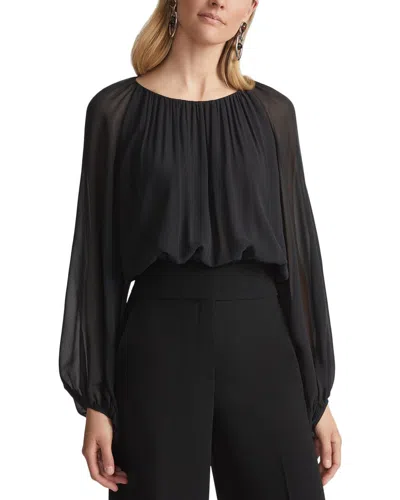 Lafayette 148 New York Gathered Neck Blouse In Black
