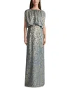 Lafayette 148 New York Gathered Neck Blouson Dress In Silver