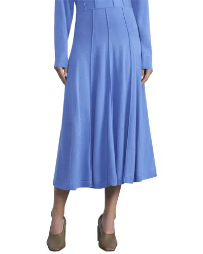 Lafayette 148 New York Godet Knit Wool Skirt In Blue