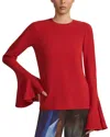 Lafayette 148 New York Godet Sleeve Blouse In Red