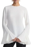 Lafayette 148 Responsible Finesse Crepe Godet Sleeve Blouse In Cloud
