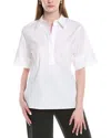 Lafayette 148 New York Half Placket Camp Shirt In White