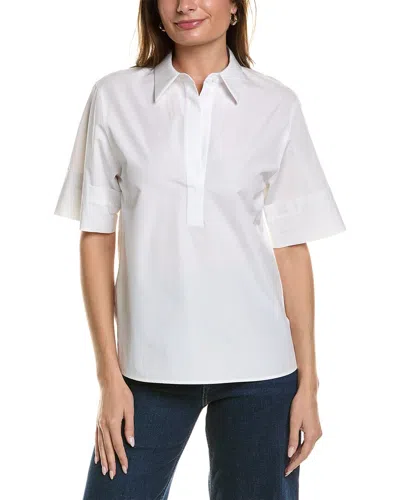 Lafayette 148 New York Half Placket Camp Shirt In White