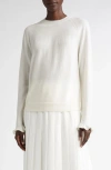Lafayette 148 New York Hand Beaded Faux Pearl Cashmere Sweater In Cloud