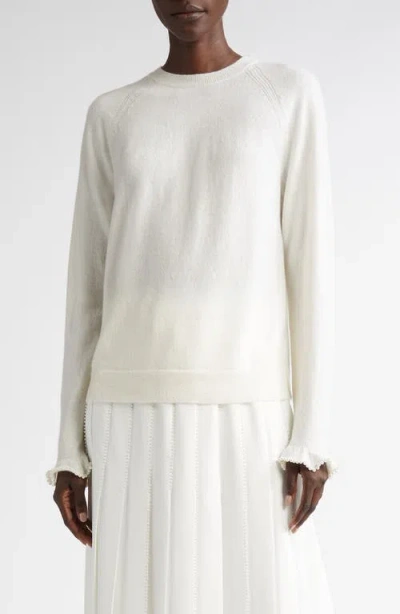 Lafayette 148 New York Hand Beaded Faux Pearl Cashmere Sweater In Cloud