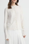 Lafayette 148 Cashmere Hand-beaded Trim Cardigan In Cloud