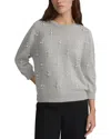 Lafayette 148 New York Hand-beaded Pearlescent Silk-blend Sweater In Gray