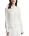 Lafayette 148 New York Hand-beaded Pearlescent Trim Cardigan In White