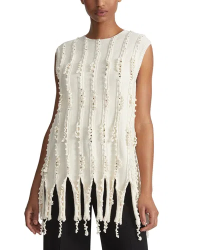 Lafayette 148 New York Hand Crochet Trim Wool-blend Tunic In White