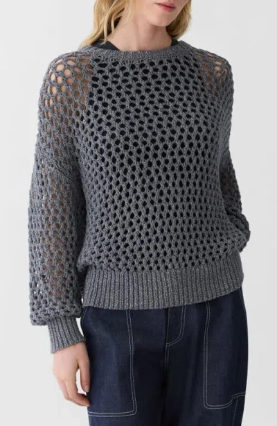 Lafayette 148 New York Hand Knit Cotton Open Stitch Sweater In Multi
