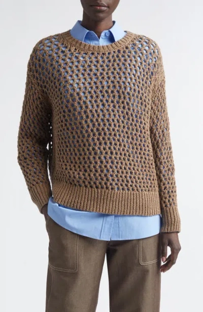 Lafayette 148 New York Hand Knit Cotton Open Stitch Sweater In Multi