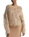 Lafayette 148 New York Hand Knit Fringed Crewneck Sweater In Multi