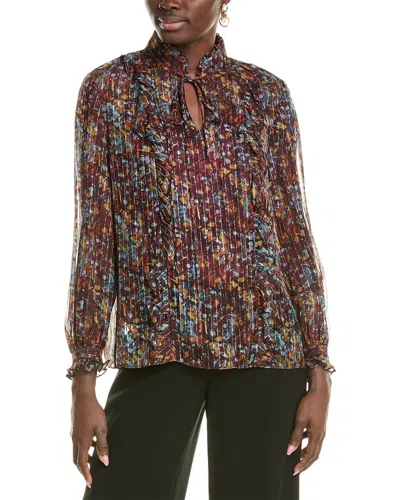 Lafayette 148 New York Harlan Silk-blend Blouse In Multi