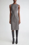 Lafayette 148 New York Harpson Sleeveless Pixelated Wool Blend Twill Sheath Dress In Gray