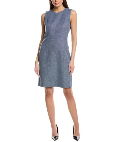 Lafayette 148 New York Harpson Wool & Linen-blend Sheath Dress In Blue