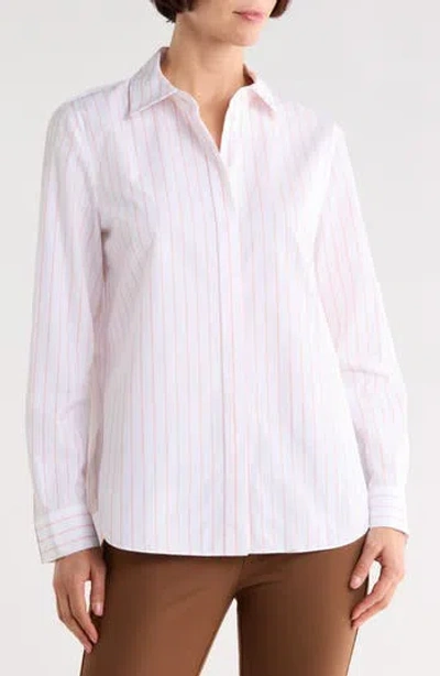 Lafayette 148 New York Hayward Stripe Cotton Button-up Shirt In Neutral