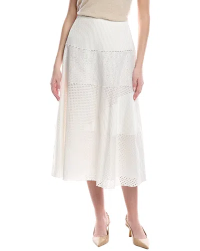 Lafayette 148 New York Helena Silk-blend Midi Skirt In White