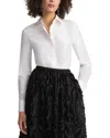 Lafayette 148 New York Hidden Button Front Slim Blouse In White