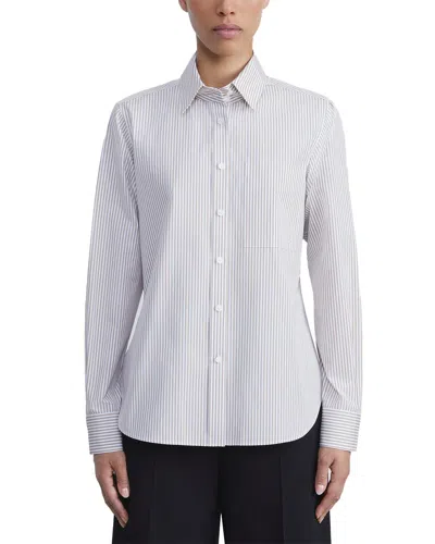Lafayette 148 New York High Collar Pocket Shirt In Gray