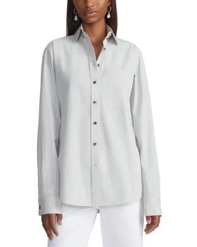 Lafayette 148 New York High Collar Pocket Shirt In White