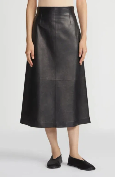Lafayette 148 Nappa Lambskin Leather High-waisted Skirt In Black