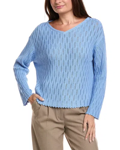 Lafayette 148 New York Honeycomb Silk-blend Sweater In Blue