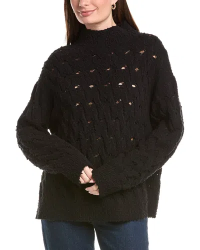 Lafayette 148 New York Houndstooth Crewneck Sweater In Black