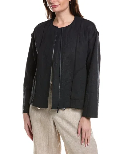 Lafayette 148 New York Inside Out Seam Linen Sweater In Black