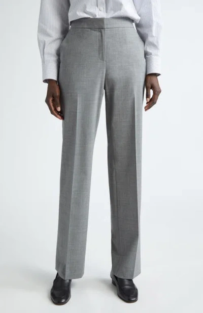 Lafayette 148 New York Irving Straight Leg Stretch Wool Pants In Nickel