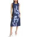 Lafayette 148 Sleeveless Floral-print A-line Midi Dress In Blue