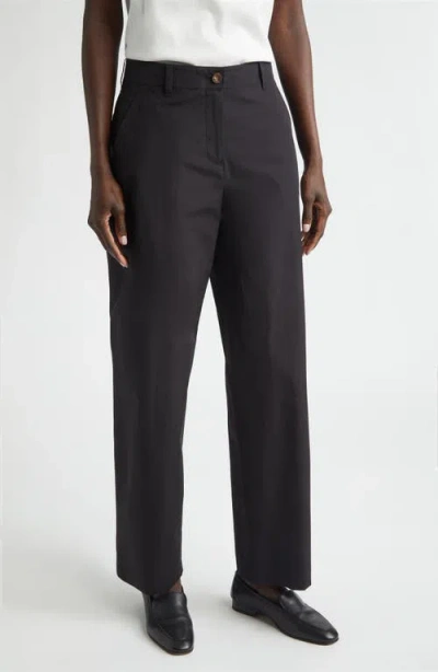Lafayette 148 New York Kent Organic Cotton Poplin Barrel Leg Pants In Black