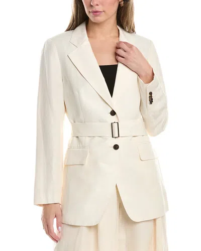 Lafayette 148 New York Kettson Silk & Linen-blend Blazer In White