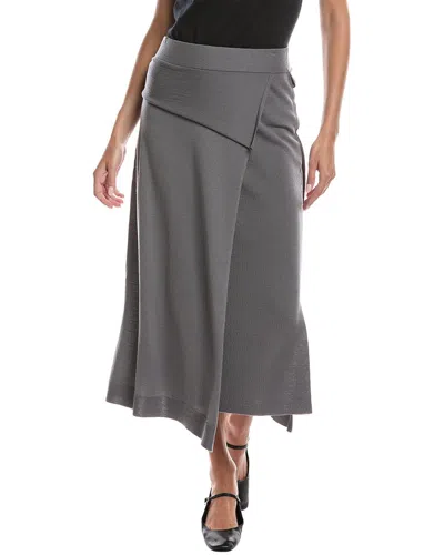 Lafayette 148 New York Knit Wool Pull-on Wrap Skirt In Gray