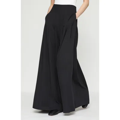 Lafayette 148 New York Leland Pleated Georgette Wide Leg Pants In Black