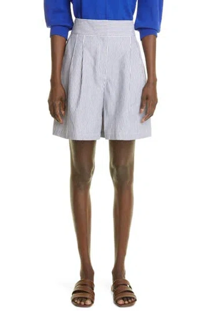 Lafayette 148 New York Leroy Stripe Cotton Blend Shorts In White