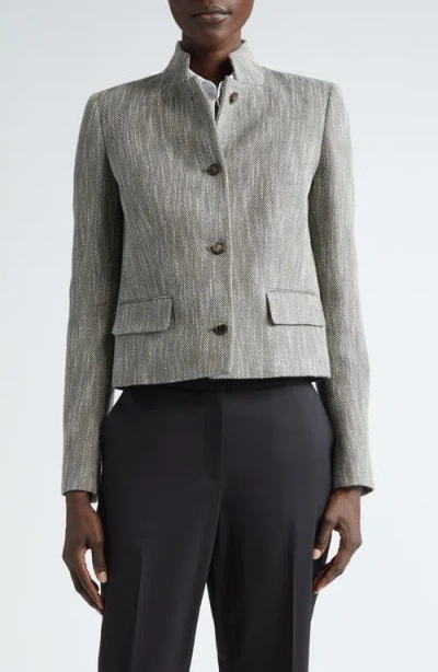 Lafayette 148 New York Lex Herringbone Crop Jacket In Vineyard Multi