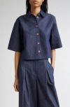 Lafayette 148 New York Lightweight Denim Crop Shirt
