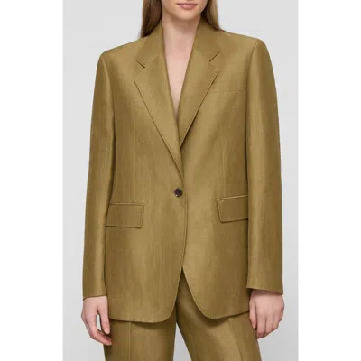 Lafayette 148 New York Linen Blend Blazer In Green