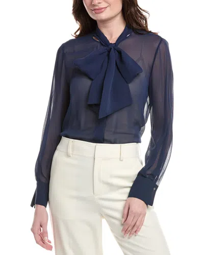 Lafayette 148 New York Lisanna Silk Blouse In Blue