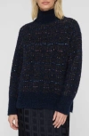 Lafayette 148 Alpaca-blend Boucle Turtleneck Sweater In Black
