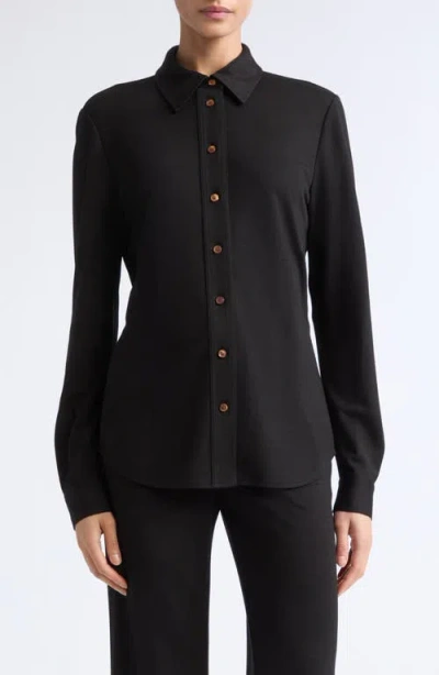 Lafayette 148 New York Long Sleeve Button Down Shirt In Black