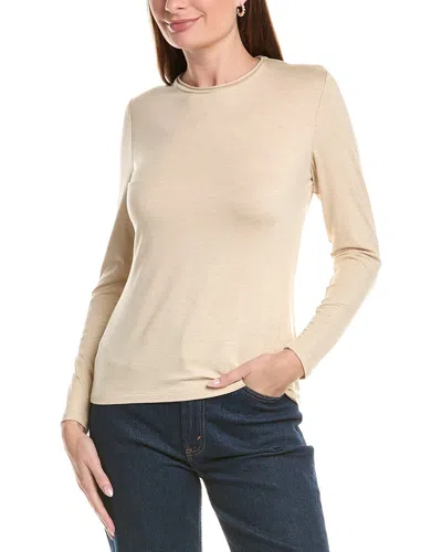 Lafayette 148 New York Long Sleeve Crewneck T-shirt In Neutral