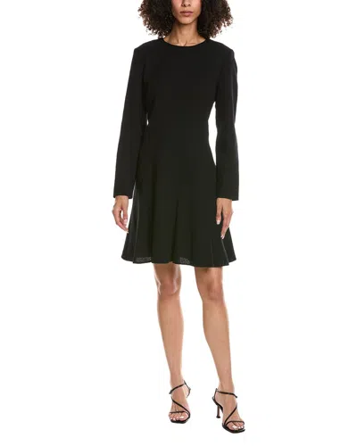 Lafayette 148 New York Long Sleeve Flounced Hem Wool Dress In White