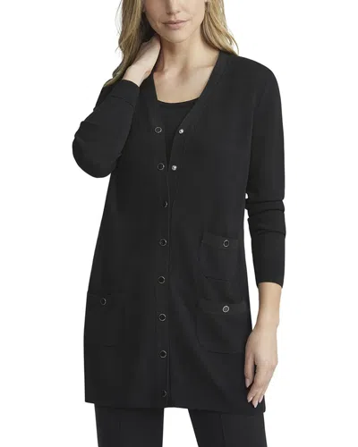 Lafayette 148 New York Long Three-pocket Cardigan In Black