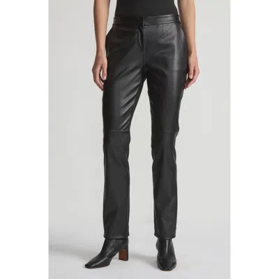 Lafayette 148 Leather And Acclaimed Stretch Cigarette Pants In Black