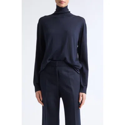 Lafayette 148 New York Merino Wool Stand Collar Sweater In Blue