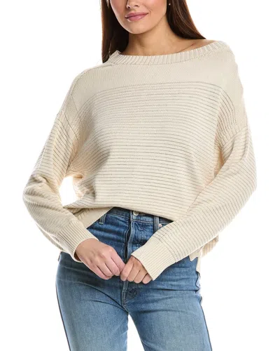 Lafayette 148 New York Metallic Stripe Bateau Neck Silk-blend Sweater In Grey